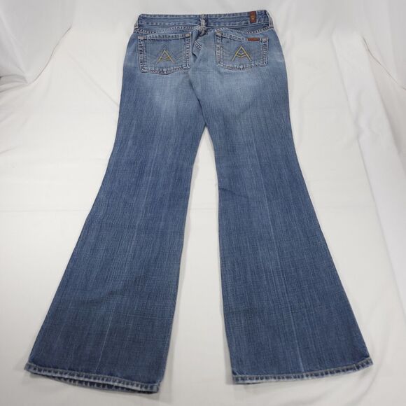 7 For All Mankind A pocket Medium Wash Button Zip Jeans Womens Size 29 Blue - Picture 3 of 9